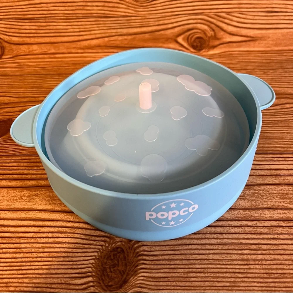 The Original Popco Light Blue Silicone Microwave Popcorn Popper with Handles